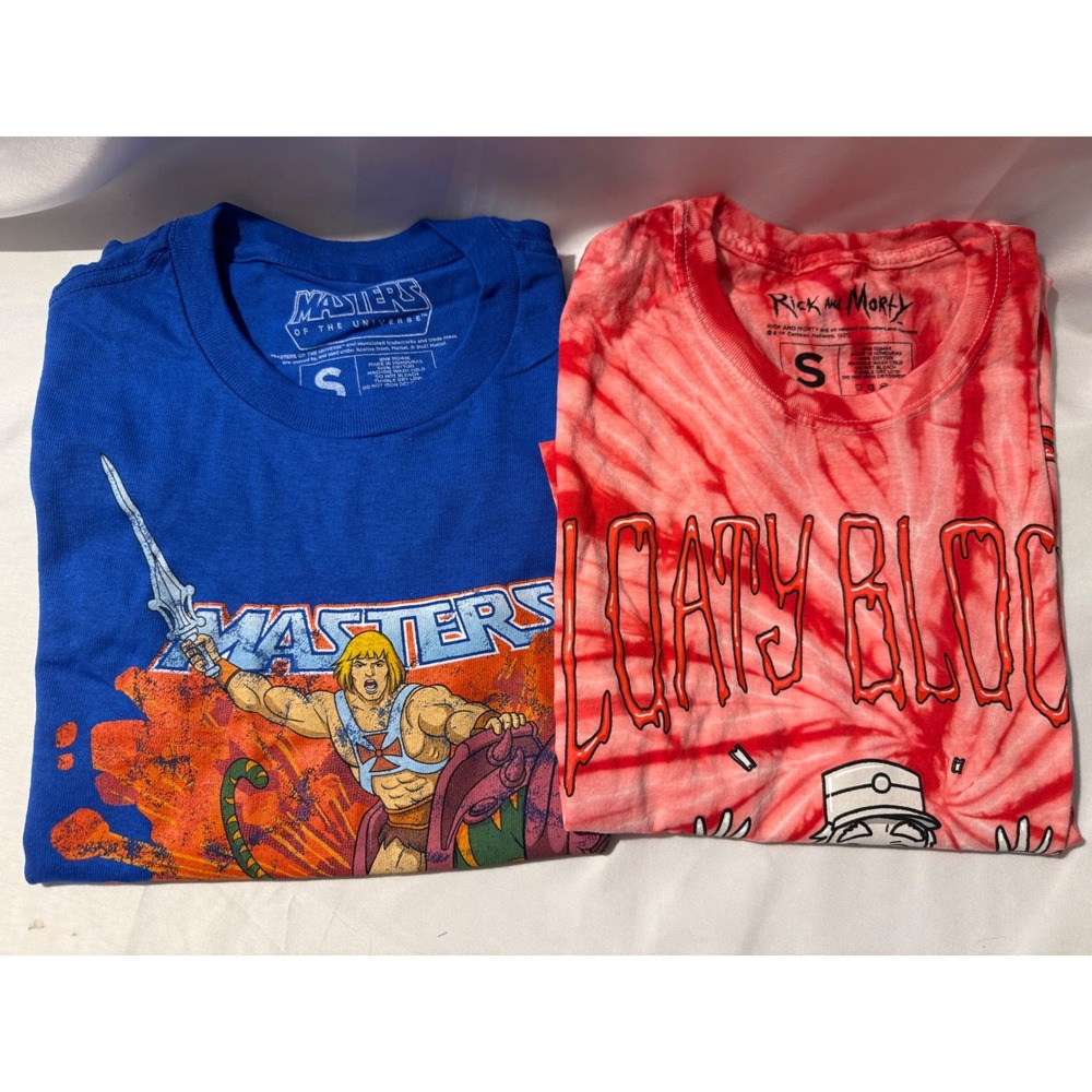 Lot of 2 Masters of the Universe & Rick Morty Graphic T-Shirts Small NWOT